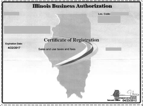 Certificate of Registration-Sales and Use Taxes and Fees Click Here