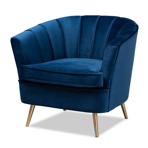 Baxton Studio Emeline Glam and Luxe Navy Blue Velvet Fabric Upholstered ...