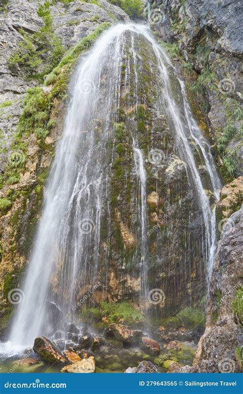 The Scenic Hike To Theth Waterfall and the Blue Eye Spring in Theth, Albania Stock Image - Image ...