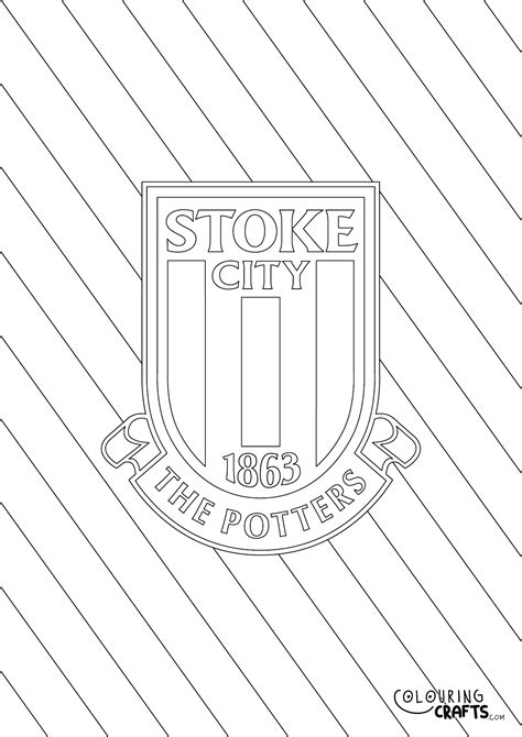 Striped Stoke City Badge Printable Colouring Page - Colouring Crafts