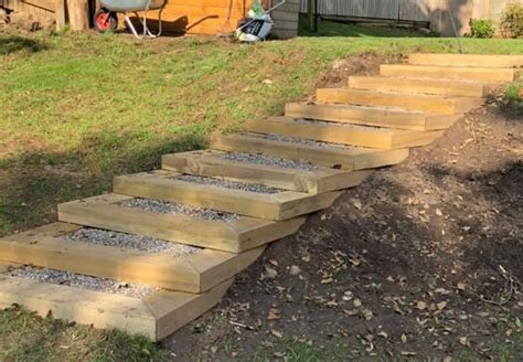 Railway sleepers steps and landscaping