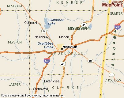 Meridian, Mississippi Area Map & More