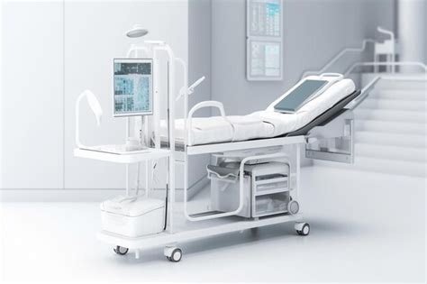 Premium Photo | A white hospital bed with a monitor on the right side ...