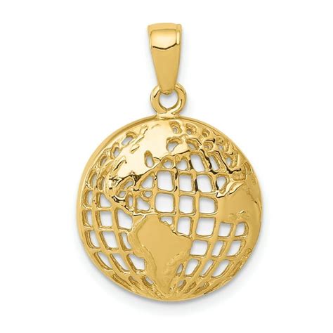 IceCarats - 14k Yellow Gold Globe Pendant Charm Necklace Travel Transportation Man For Dad Mens ...