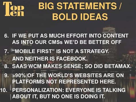 Top Ten List of "Bold Statements" - Gilbane 2011 Keynote