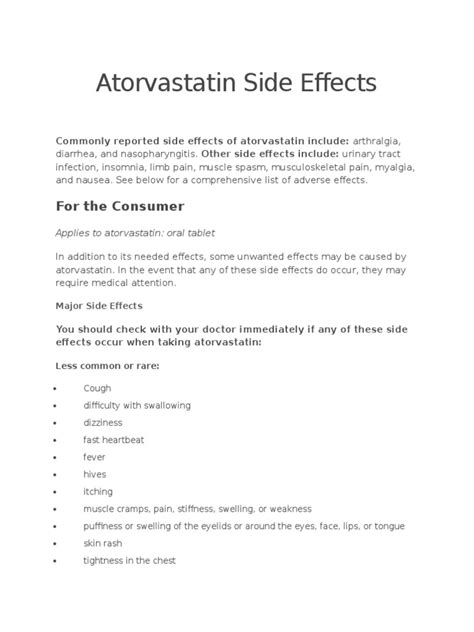 Atorvastatin Side Effects 01 | PDF