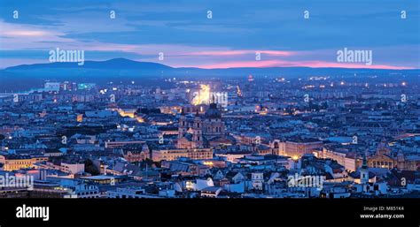 Budapest city night panorama Stock Photo - Alamy