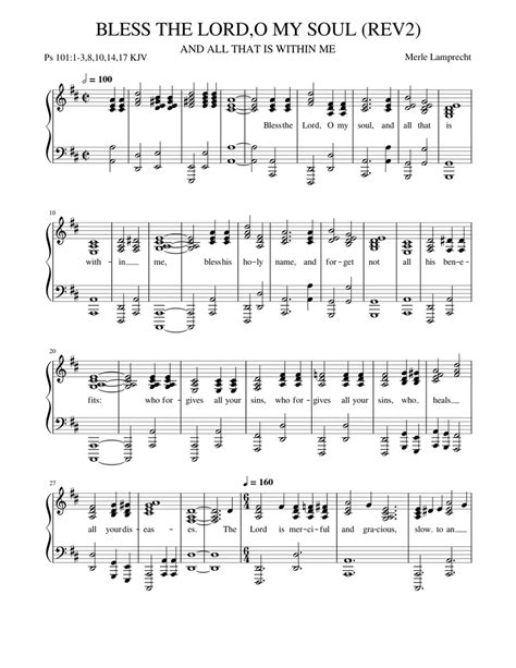 BLESS THE LORD O MY SOUL REV sheet music for Piano download free in PDF or MIDI