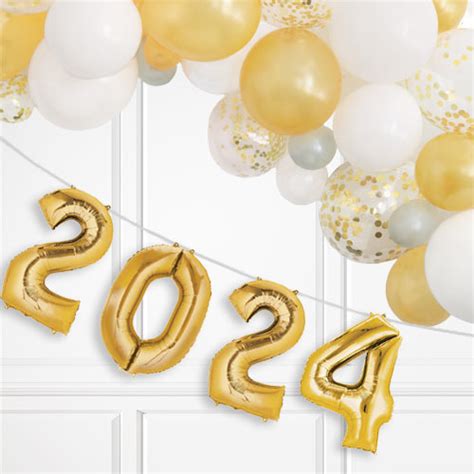 Gold 2024 Foil & Latex Balloons Party Kit | Partyrama