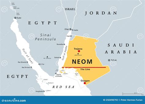 Neom, Megacity Project in Saudi Arabia, Gray Political Map Stock Vector ...