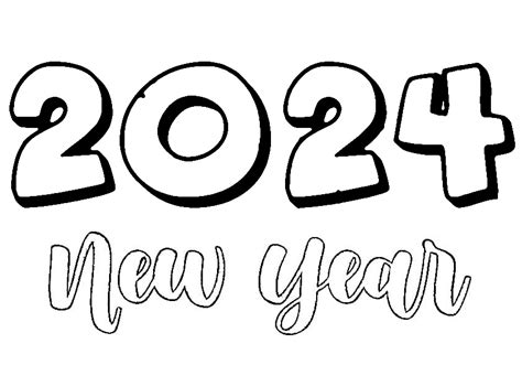 Print New Year 2024 coloring page - Download, Print or Color Online for Free