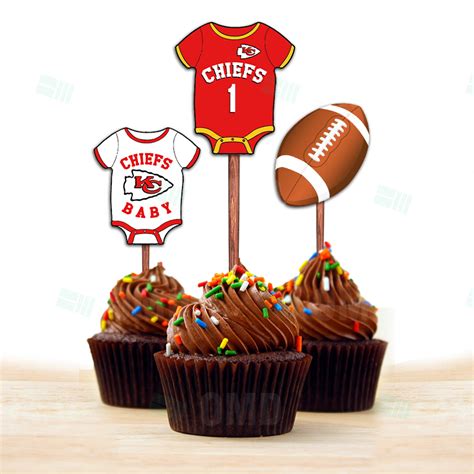 Kansas City Chiefs Baby Shower Sports Cupcake Toppers – Sports Invites