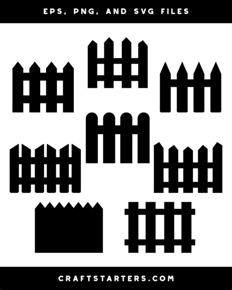 Simple Picket Fence Silhouette Clip Art