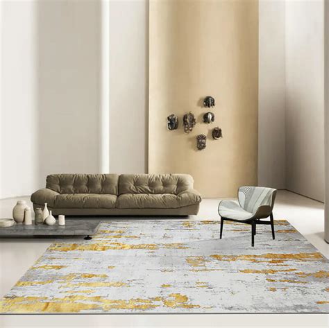 Gold Rug Modern Design Carpet for Living Room - Warmly Home