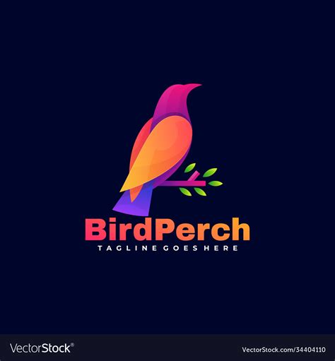 Logo bird perch gradient colorful style Royalty Free Vector