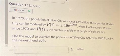 Solved In 1970 , the population of Silver City was about | Chegg.com