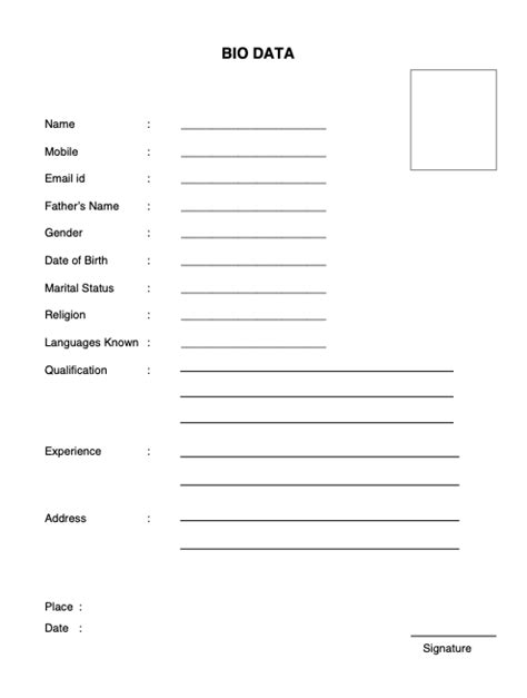 Bio Data For Job Template Biodata Form In Word Cover Letter Builder | Porn Sex Picture