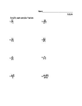 Complex Fractions Worksheet by MrsCampbellMath | TpT