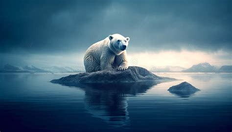 Polar Bear Climate Change Sad Polar Caps Melting Stock Illustration - Illustration of change ...