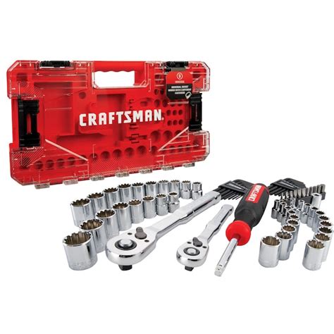 CRAFTSMAN 68-Piece Standard (SAE) and Metric Polished Chrome Mechanics Tool Set with Hard Case ...