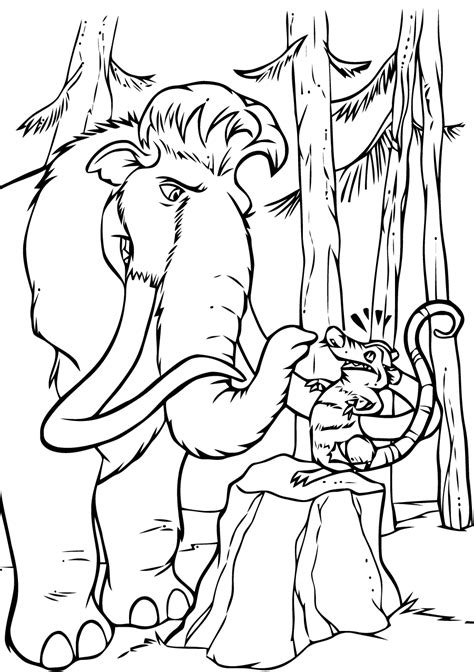 Manny and Sid - The Ice Age Coloring Pages for Kids