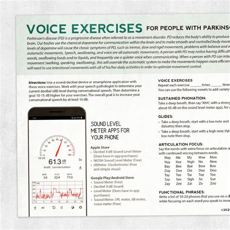 Parkinson’s Disease and Voice Therapy Exercises – Adult and pediatric printable resources for ...