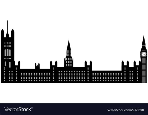 Image of cartoon houses parliament and big ben Vector Image