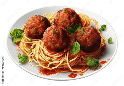 Spaghetti and meatballs in transparent background. Generative AI. Stock Illustration | Adobe Stock