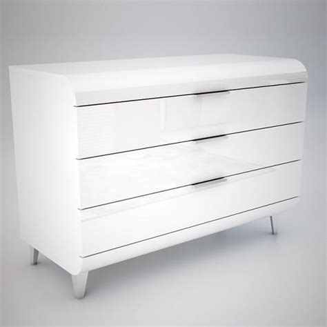 Kenia Modern Chest Of Drawers Wide In White High Gloss