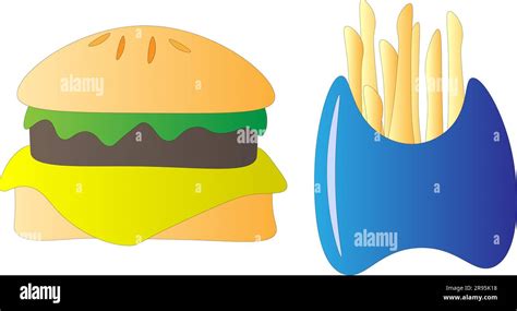 Hamburger and french fries, on a white background, children's drawing Stock Vector Image & Art ...