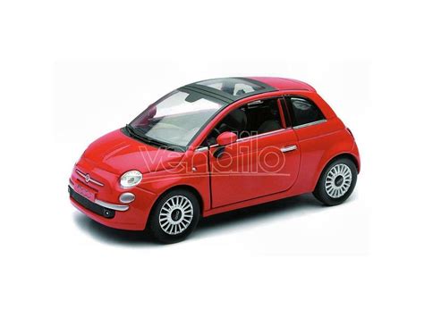 NEW RAY: New Ray NY71013R FIAT NUOVA 500 2007 RED 1:24 Modellino ...