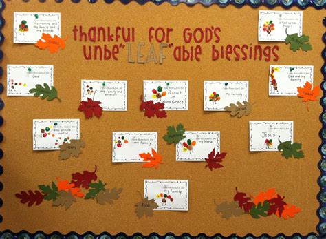 Thanksgiving Bulletin Board-each child records what they are thankful for on a card that is ...