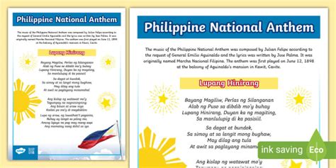 Philippine National Anthem Poster Highschool (teacher made)