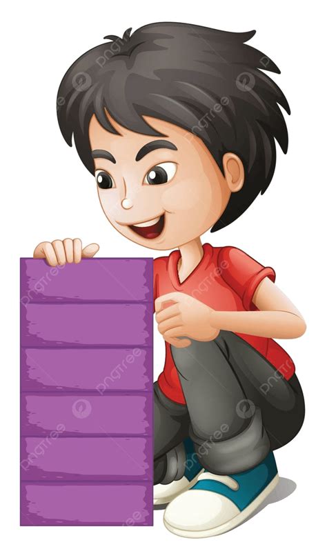 A Boy Holding An Empty Violet Board Quadrilateral Clip Art Sides Vector ...