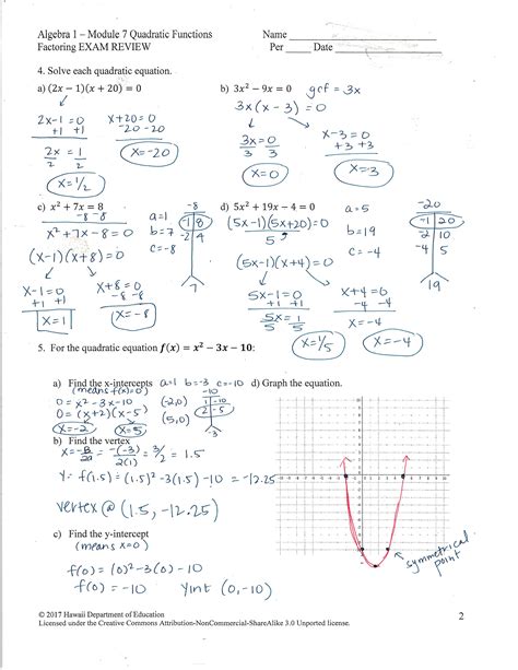 Graphing Quadratics In Standard Form Worksheet