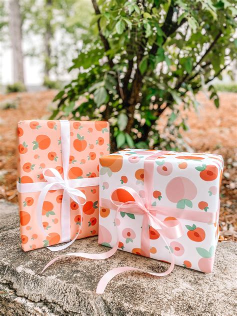 Peaches flat wrap #peacheswrappingpaper #GeorgiaPeach | Paper city, Custom wrapping paper, Peach