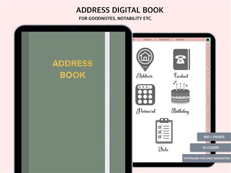 Digital Address Book Contact Tracker Password Tracker - Etsy