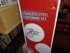 Stainless steel cookware set, Hamilton Beach coffee maker and toaster, all unused in boxes ...