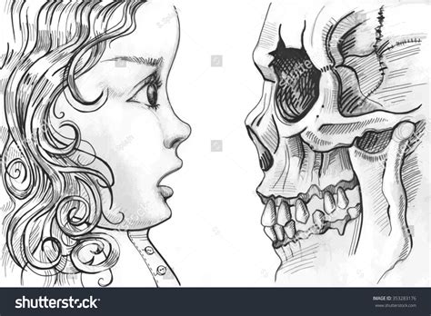 Girl Death Illustration Side View Close Stock Illustration 353283176 ...