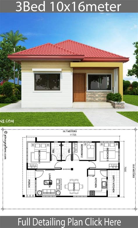 Home design 10x16m with 3 bedrooms - Home Ideas | Affordable house ...