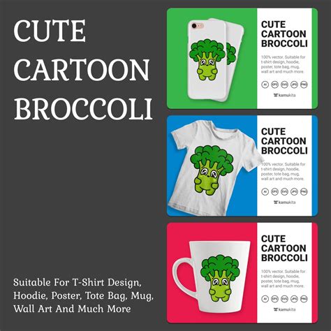 Cute Cartoon Broccoli | Master Bundles