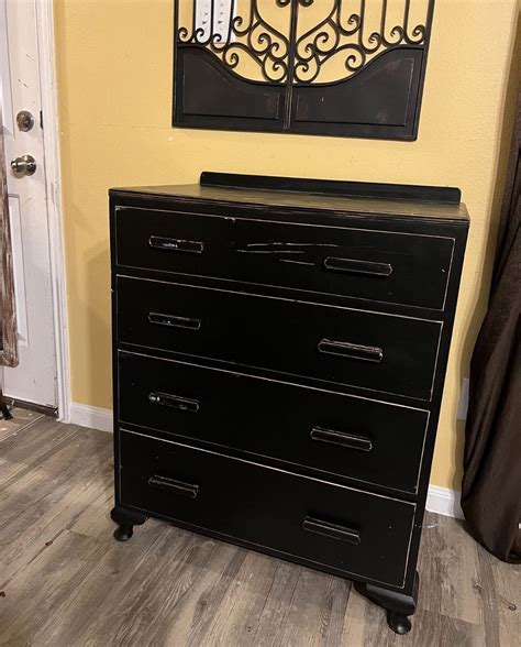 Vintage Solid Wood Black Dresser for Sale in Tomball, TX - OfferUp