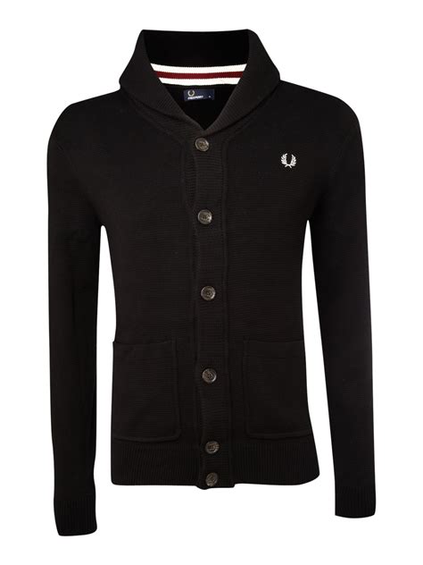 Fred Perry Half Milano Heavy Cardigan in Black for Men | Lyst
