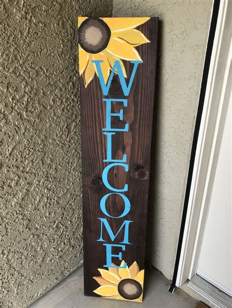 Hand painted leaning welcome sign | Wooden welcome signs, Porch welcome ...