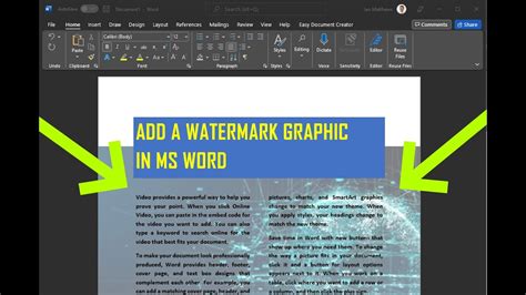 How to Add A Background Watermark Picture To Word Documents - YouTube