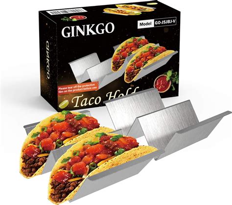 GINKGO Taco Holder Set of 2, Stainless Steel Taco Stand with Side ...