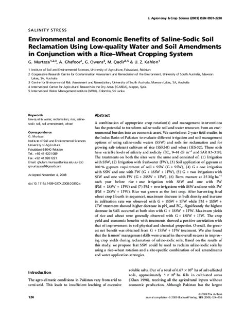 (PDF) Environmental and Economic Benefits of Saline-Sodic Soil ...