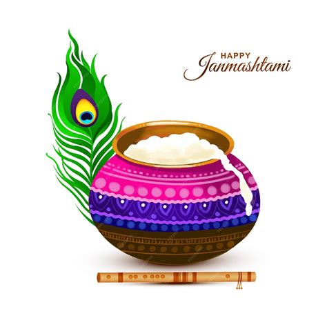 Free Vector | Happy janmashtami background with matki and makhan