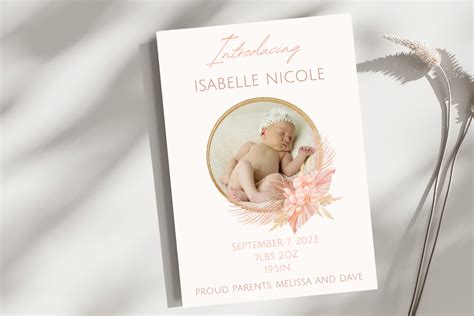 Floral Girl Birth Announcement Template Graphic by Kat Trinity Designs ...