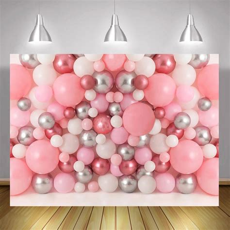 Balloons Wall Backdrop Girl Children 1st Birthday Background Pink ...